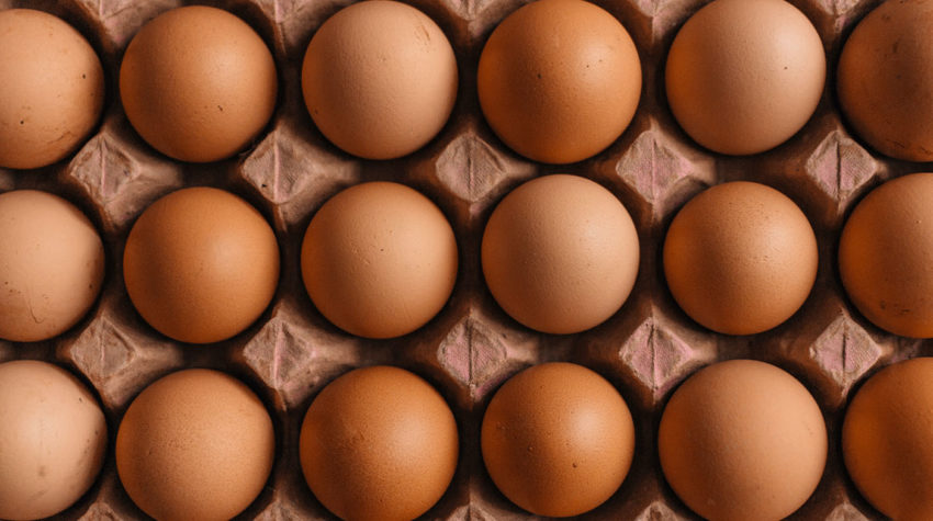 A box of brown eggs