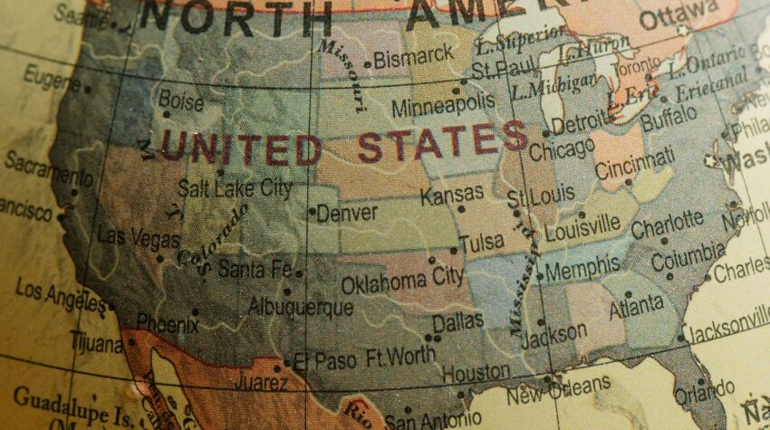 Map of Canada, U.S.A., Mexico